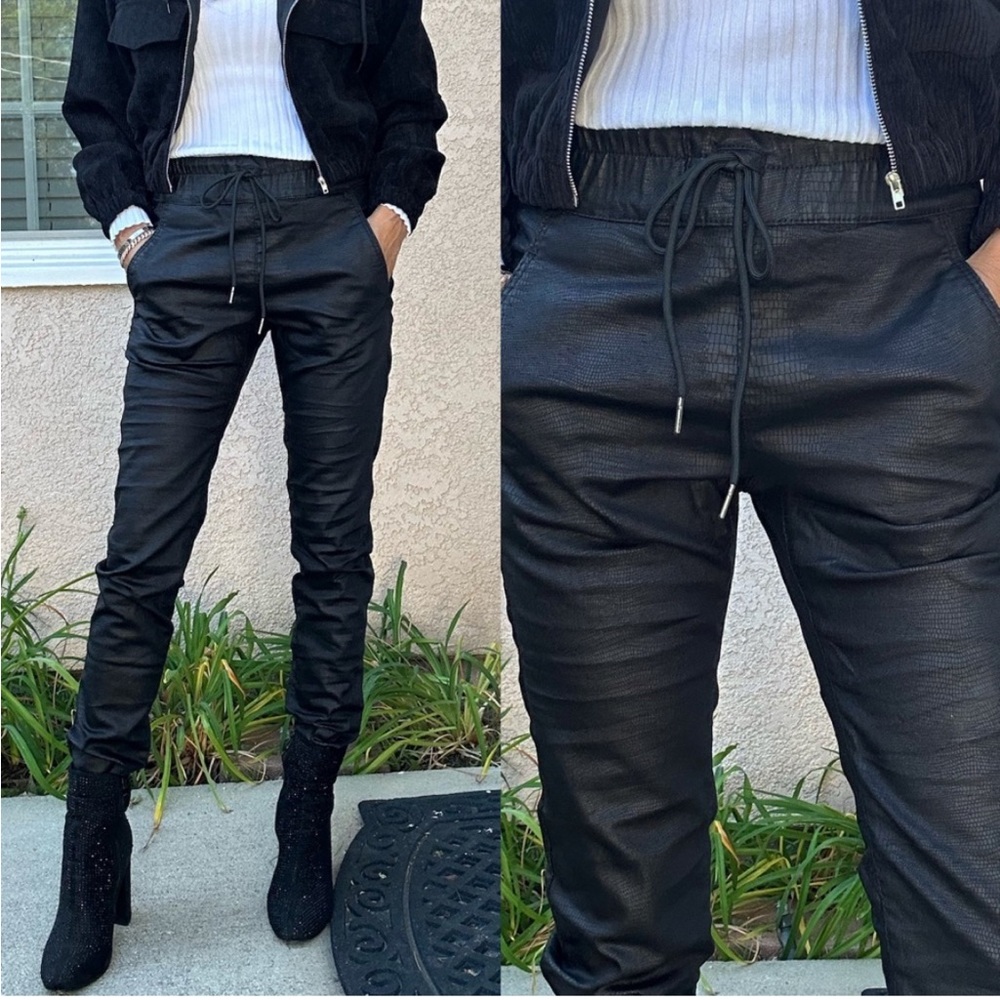 Bevy Flog Shely Black Snake Drawstring Pant Size 28 Pull‎ On